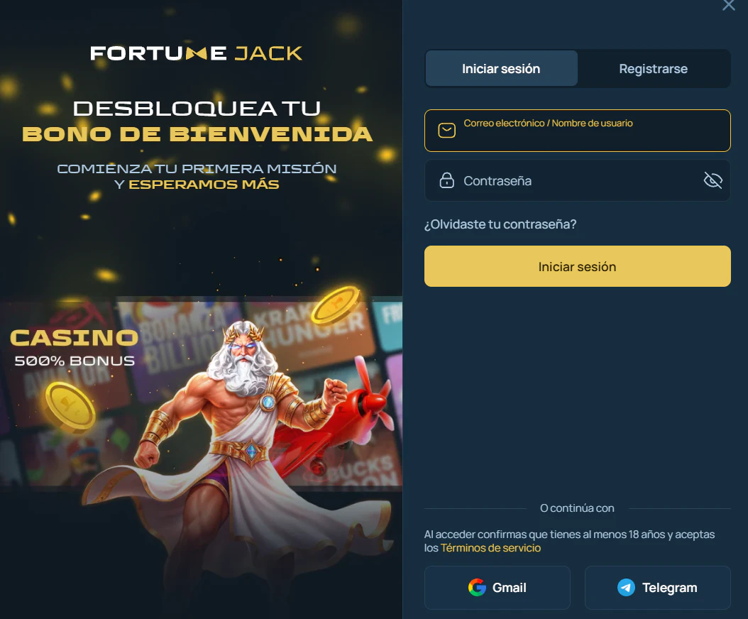 FortuneJack Casino registro e inicio de sesión